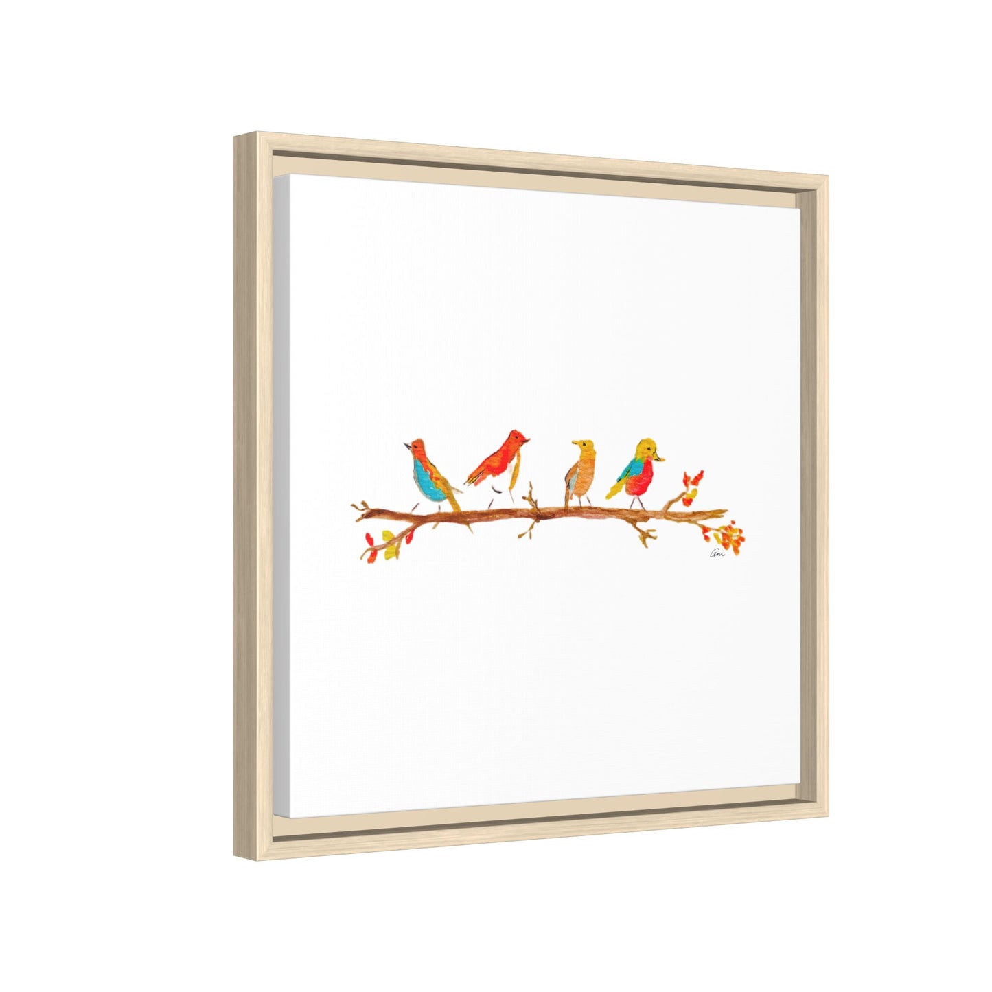 Birds on a Branch Gallery Canvas Print with Frame