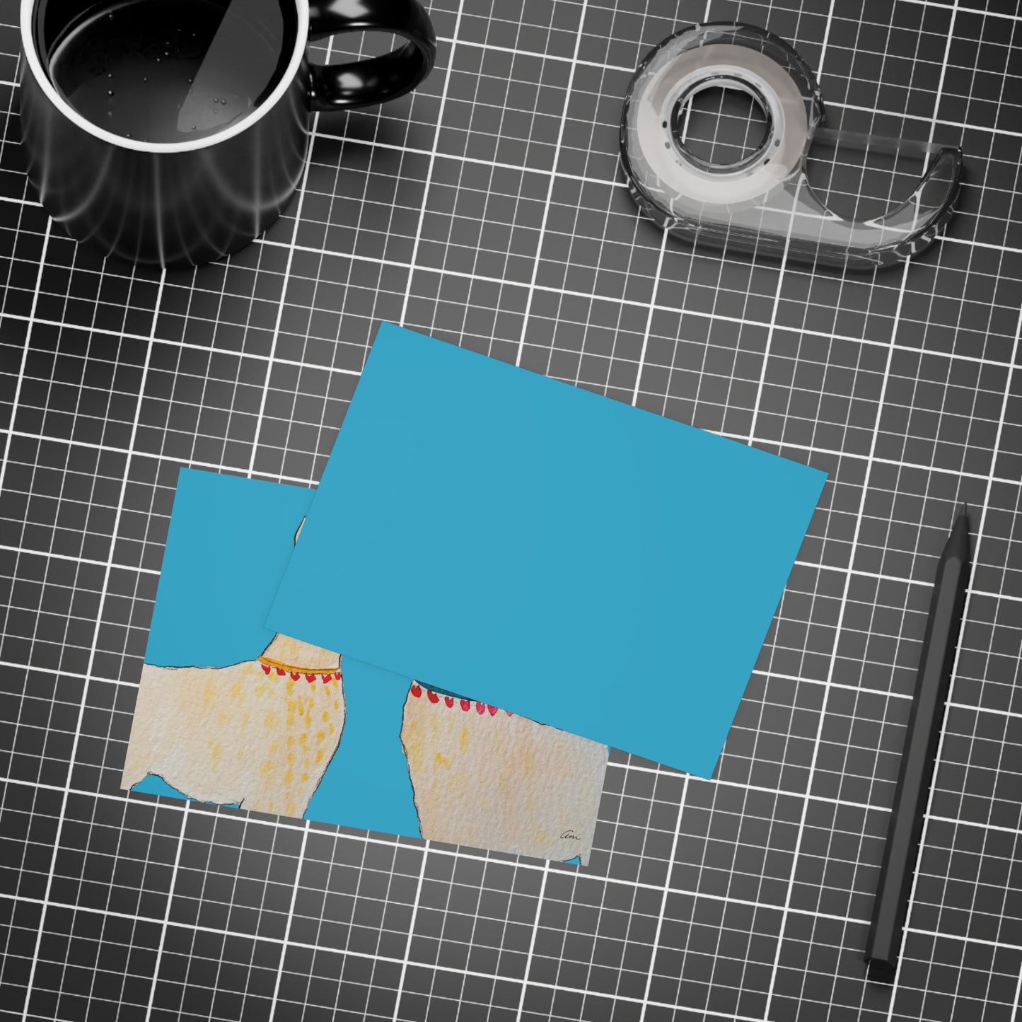 Two Llamas Turquoise Postcard Bundles with Envelopes