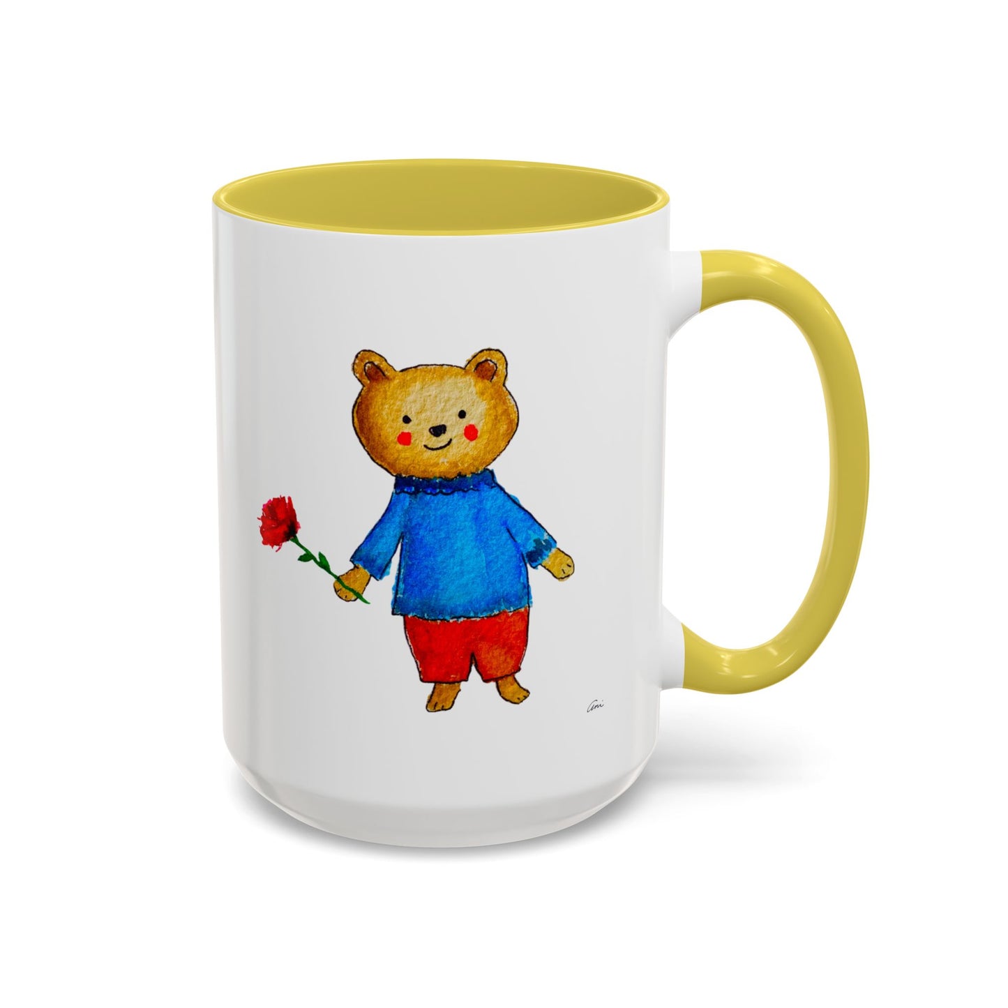 Bear with a Rose Accent Mug