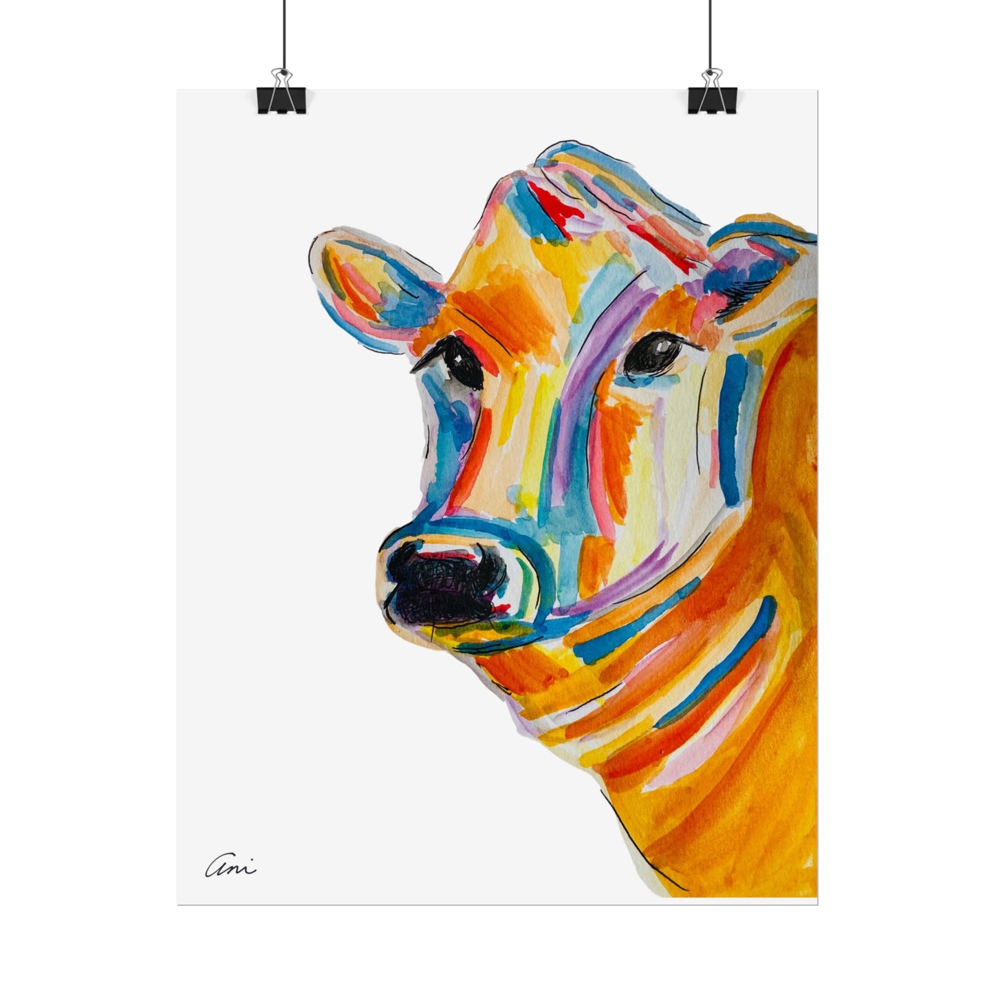 Colorful Cow Rolled Poster