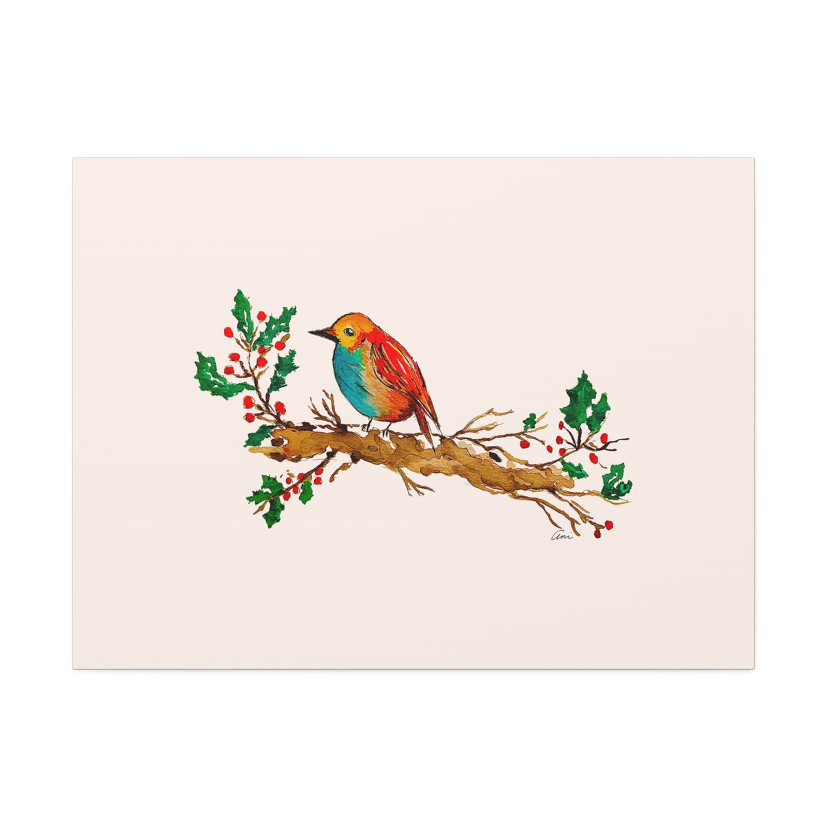 Bright Bird on a Branch Canvas Print