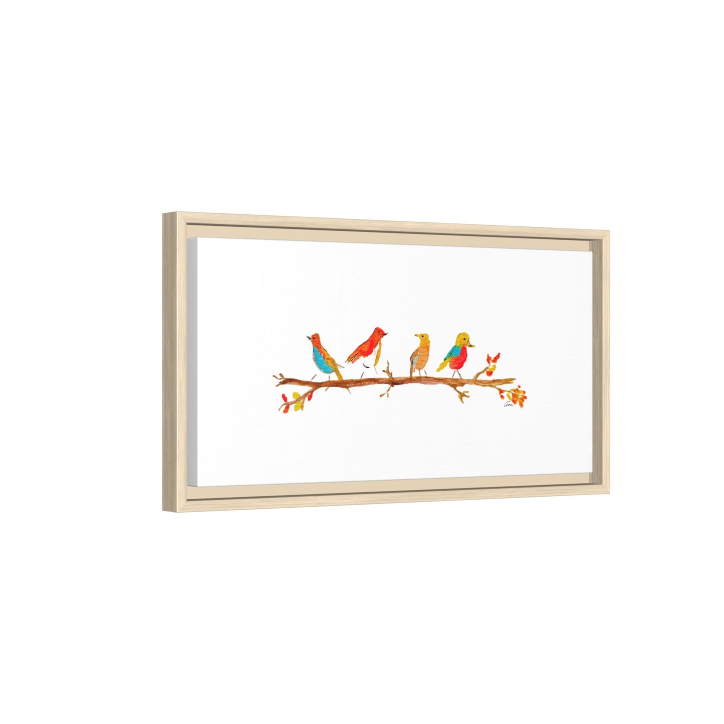Birds on a Branch Gallery Canvas Print with Frame