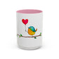 Bird with a Heart Balloon Accent Mug