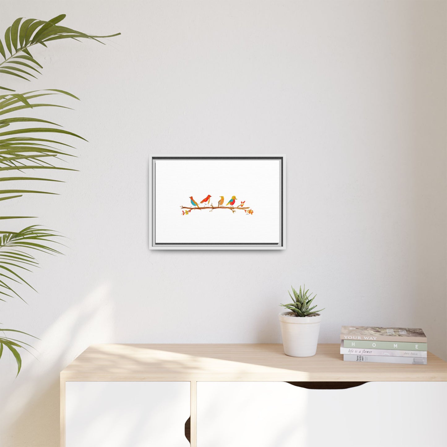 Birds on a Branch Gallery Canvas Print with Frame