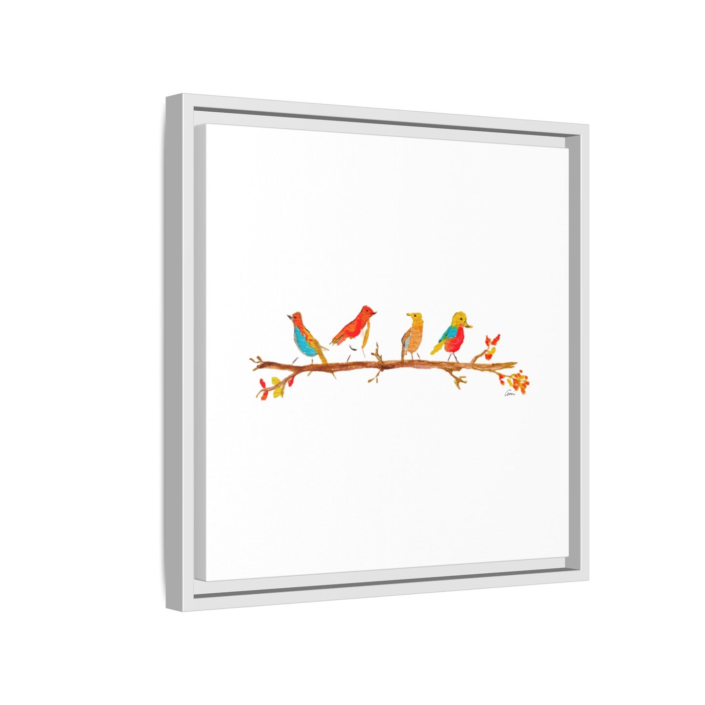 Birds on a Branch Gallery Canvas Print with Frame