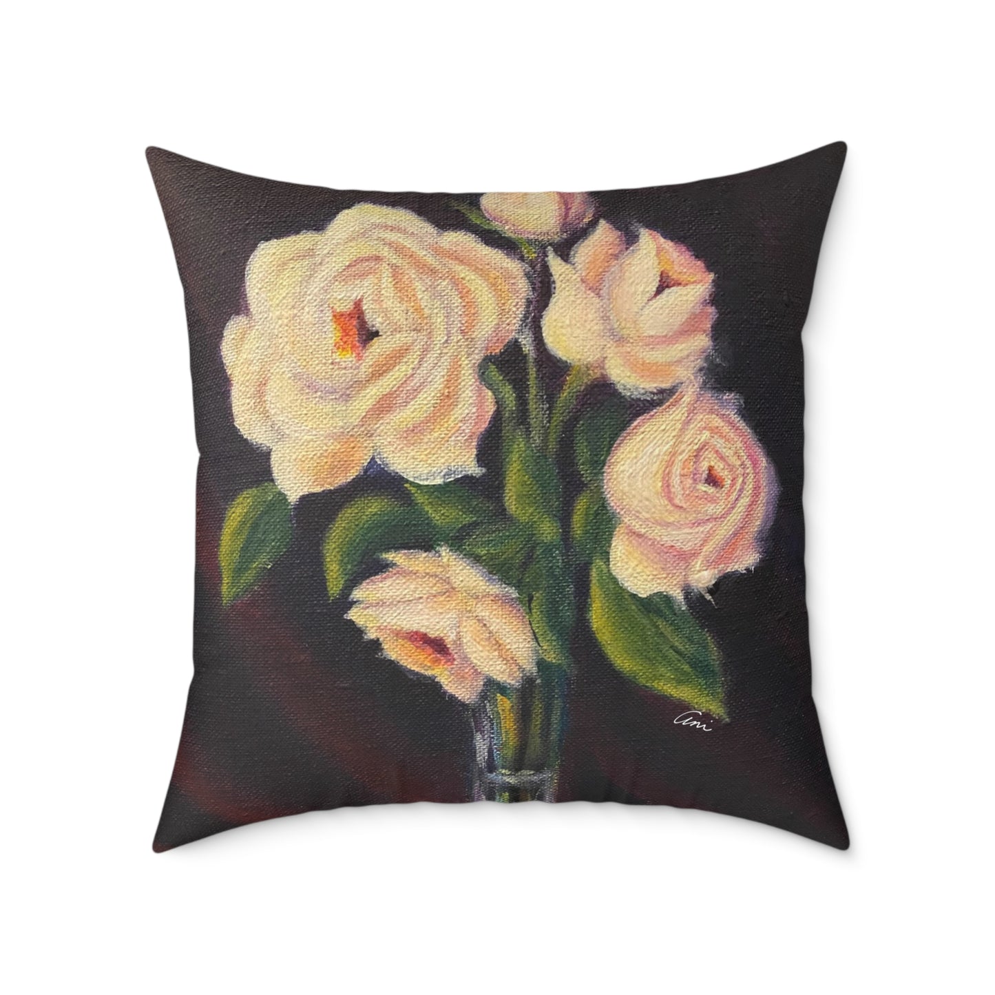 Five Roses Poly Canvas Pillow