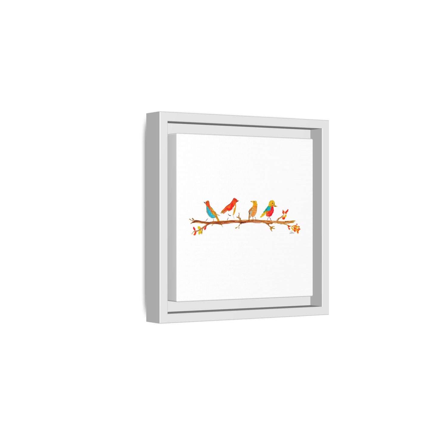 Birds on a Branch Gallery Canvas Print with Frame