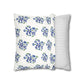 Forget Me Not Floral Faux Suede Square White Pillowcase