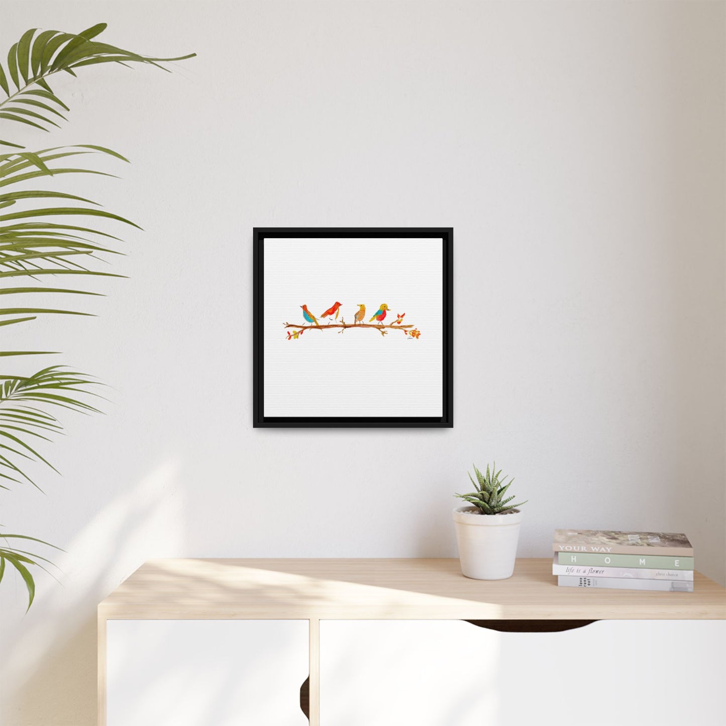 Birds on a Branch Gallery Canvas Print with Frame