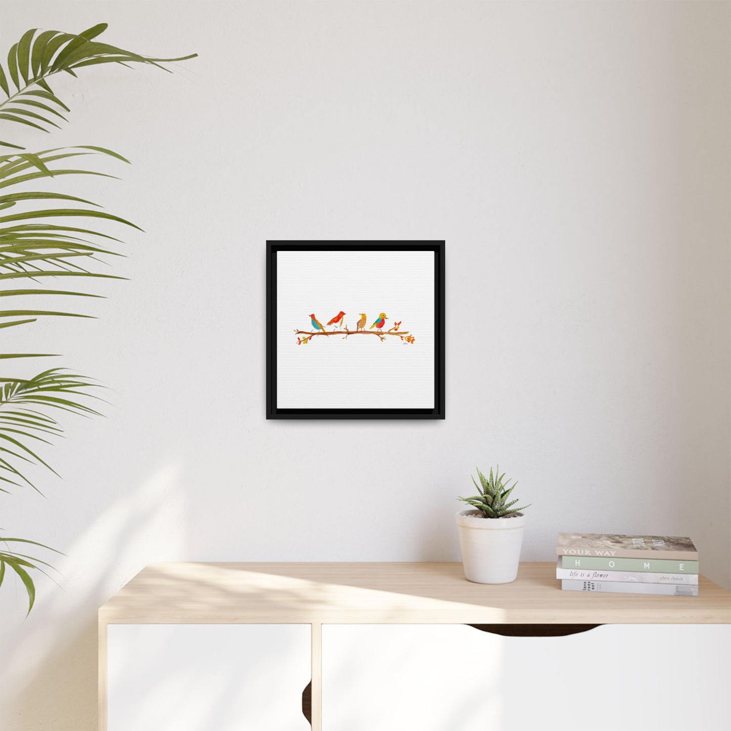 Birds on a Branch Gallery Canvas Print with Frame