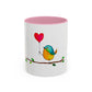 Bird with a Heart Balloon Accent Mug