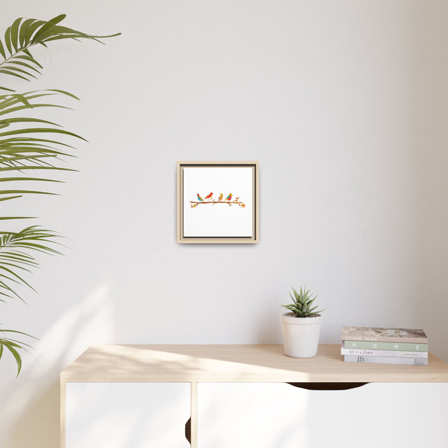 Birds on a Branch Gallery Canvas Print with Frame