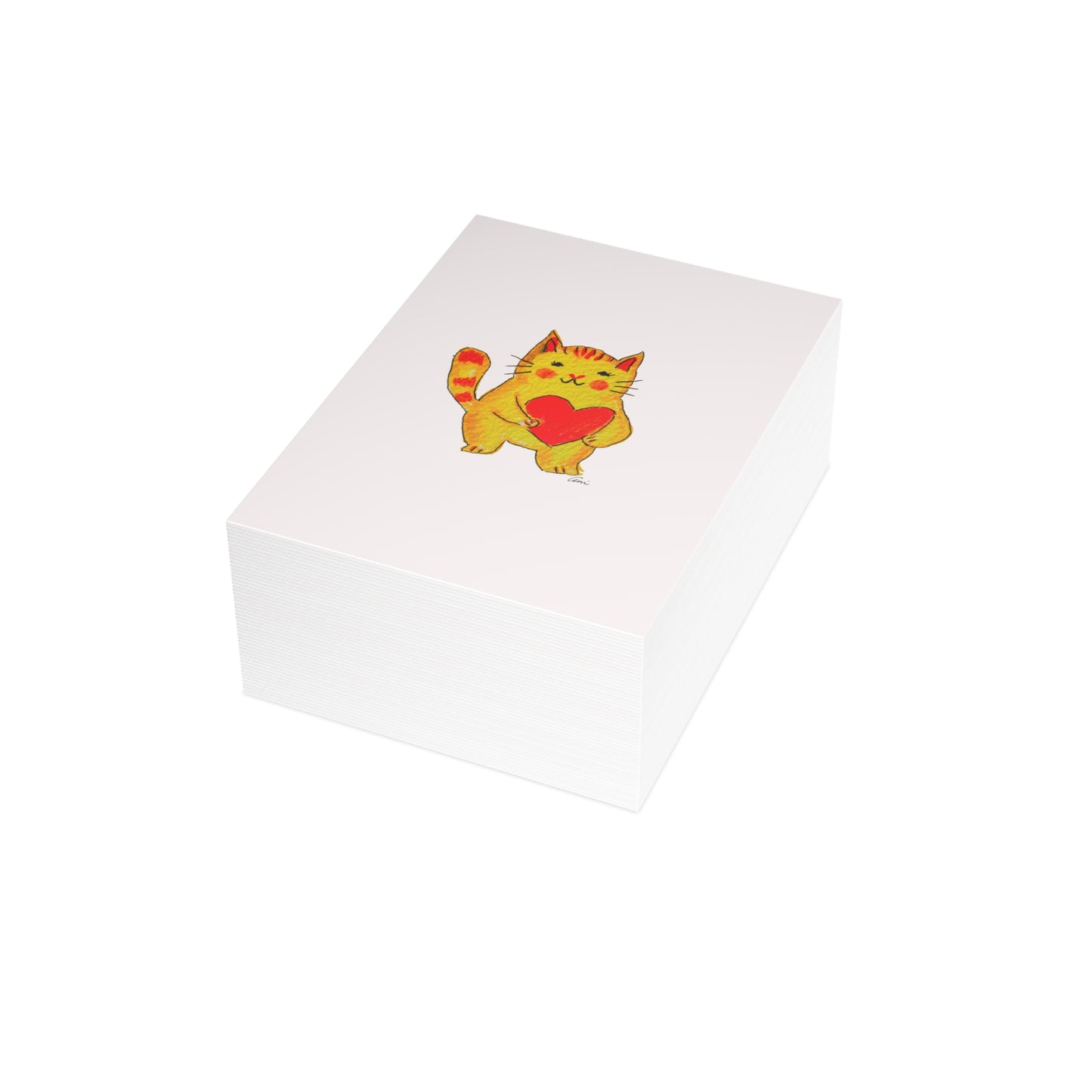 A Cat and a Heart Postcard Bundles with Envelopes