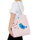 Blue Singing Bird Tote Bag