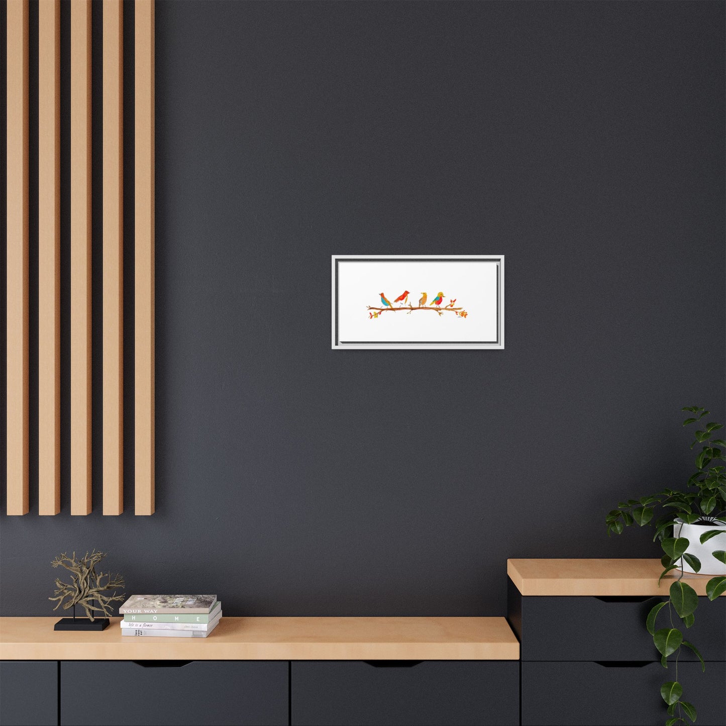 Birds on a Branch Gallery Canvas Print with Frame