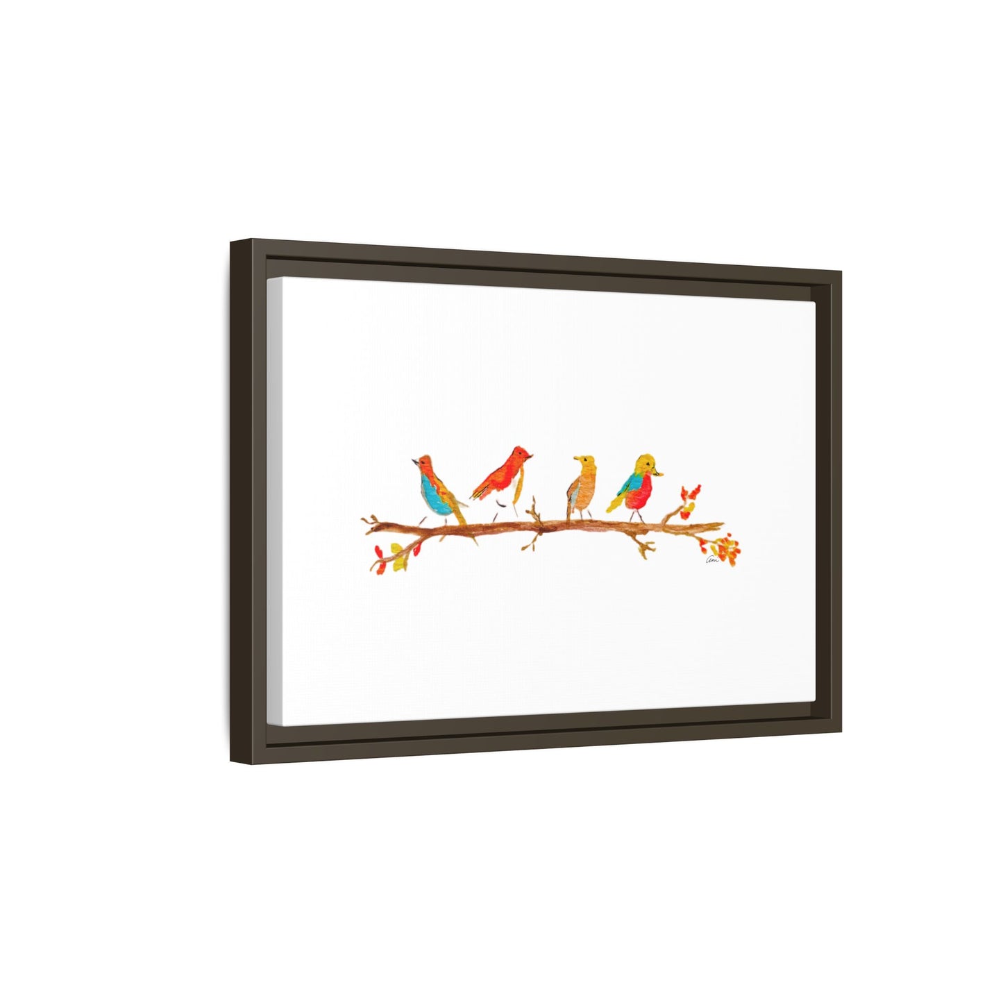 Birds on a Branch Gallery Canvas Print with Frame
