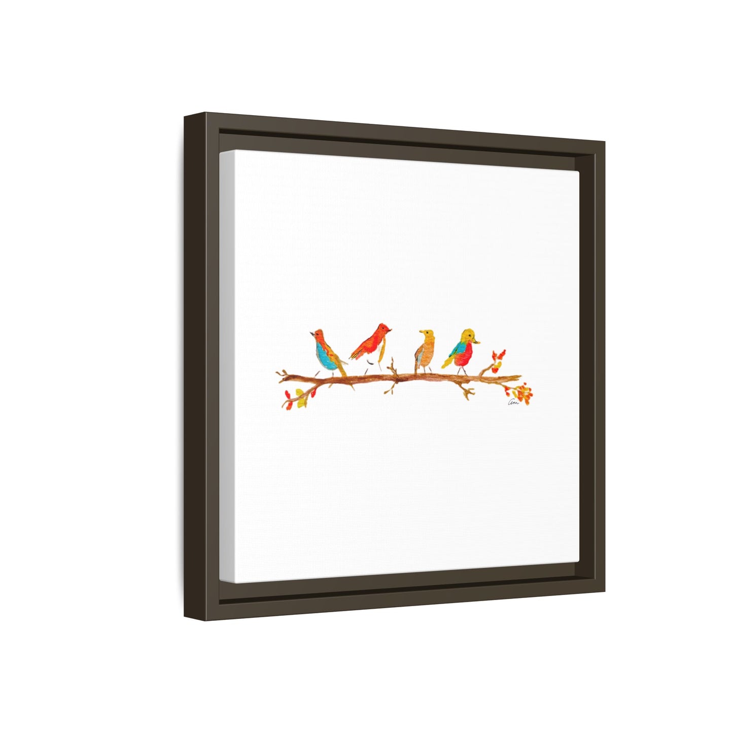 Birds on a Branch Gallery Canvas Print with Frame