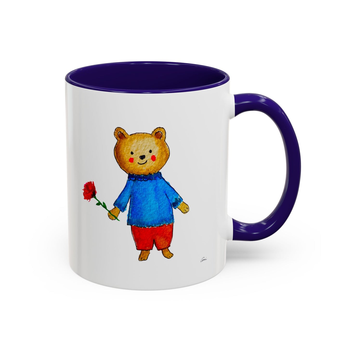 Bear with a Rose Accent Mug