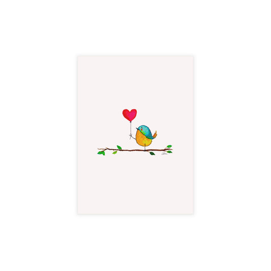 Bird with a Heart Balloon Postcard Bundles with Envelopes
