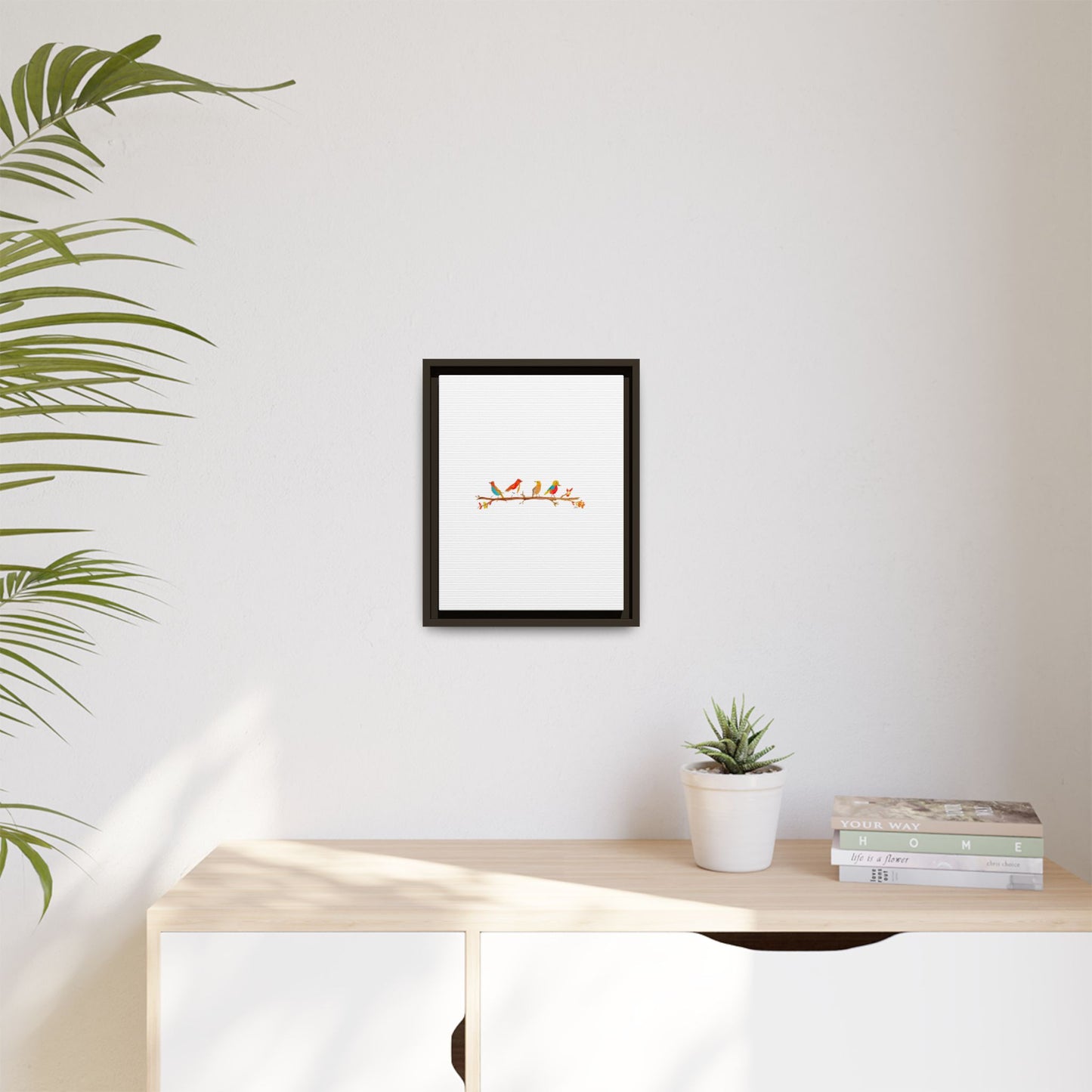 Birds on a Branch Gallery Canvas Print with Frame
