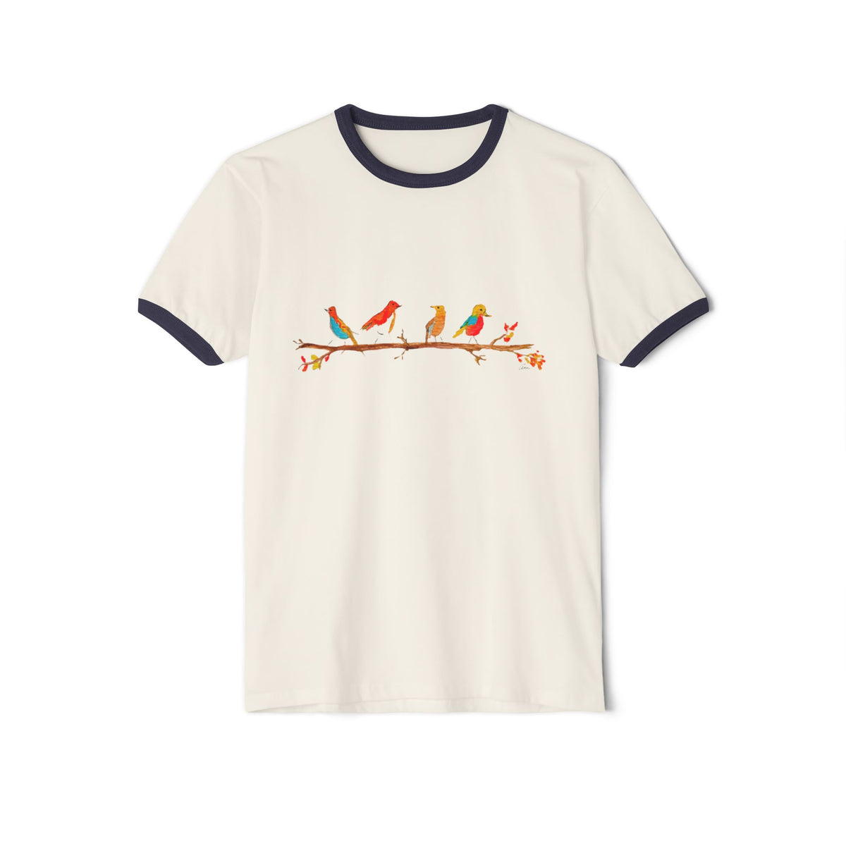 Birds on a Branch Unisex Cotton Ringer T-Shirt