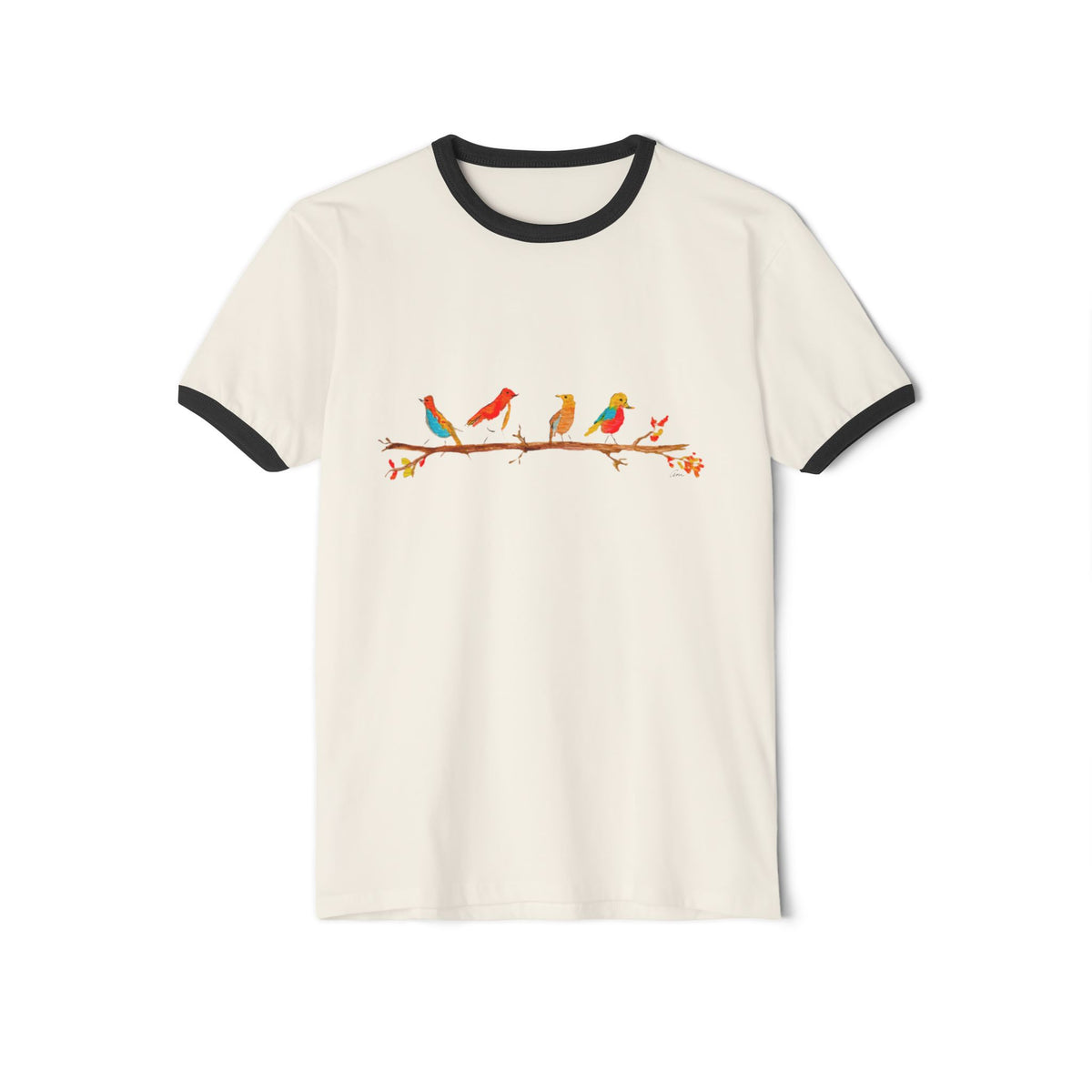 Birds on a Branch Unisex Cotton Ringer T-Shirt
