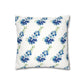 Blue Flowers Floral Faux Suede Square Pillowcase