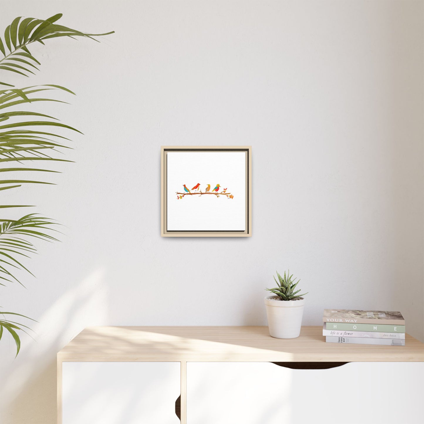 Birds on a Branch Gallery Canvas Print with Frame