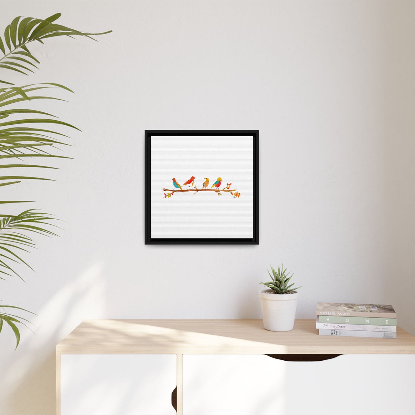 Birds on a Branch Gallery Canvas Print with Frame