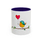 Bird with a Heart Balloon Accent Mug