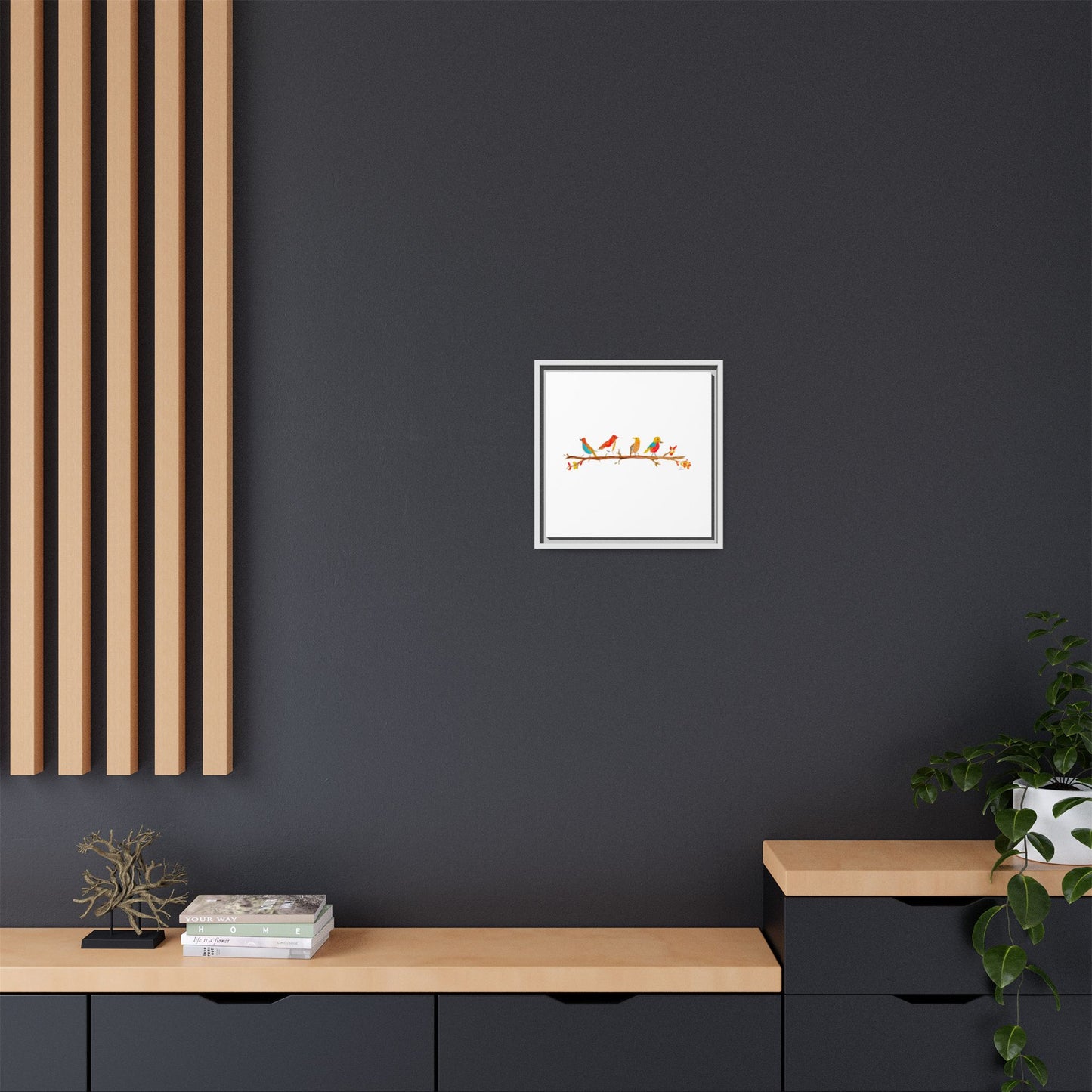 Birds on a Branch Gallery Canvas Print with Frame