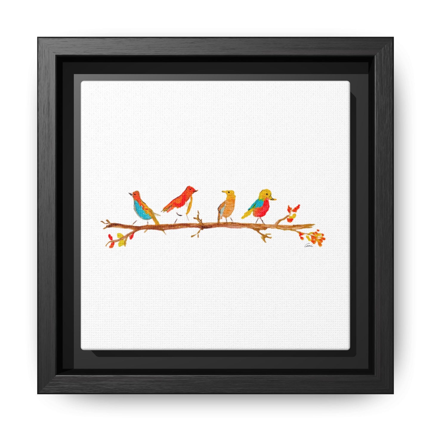 Birds on a Branch Gallery Canvas Print with Frame