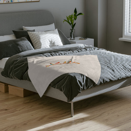 Birds on a Branch Velveteen Microfiber Blanket