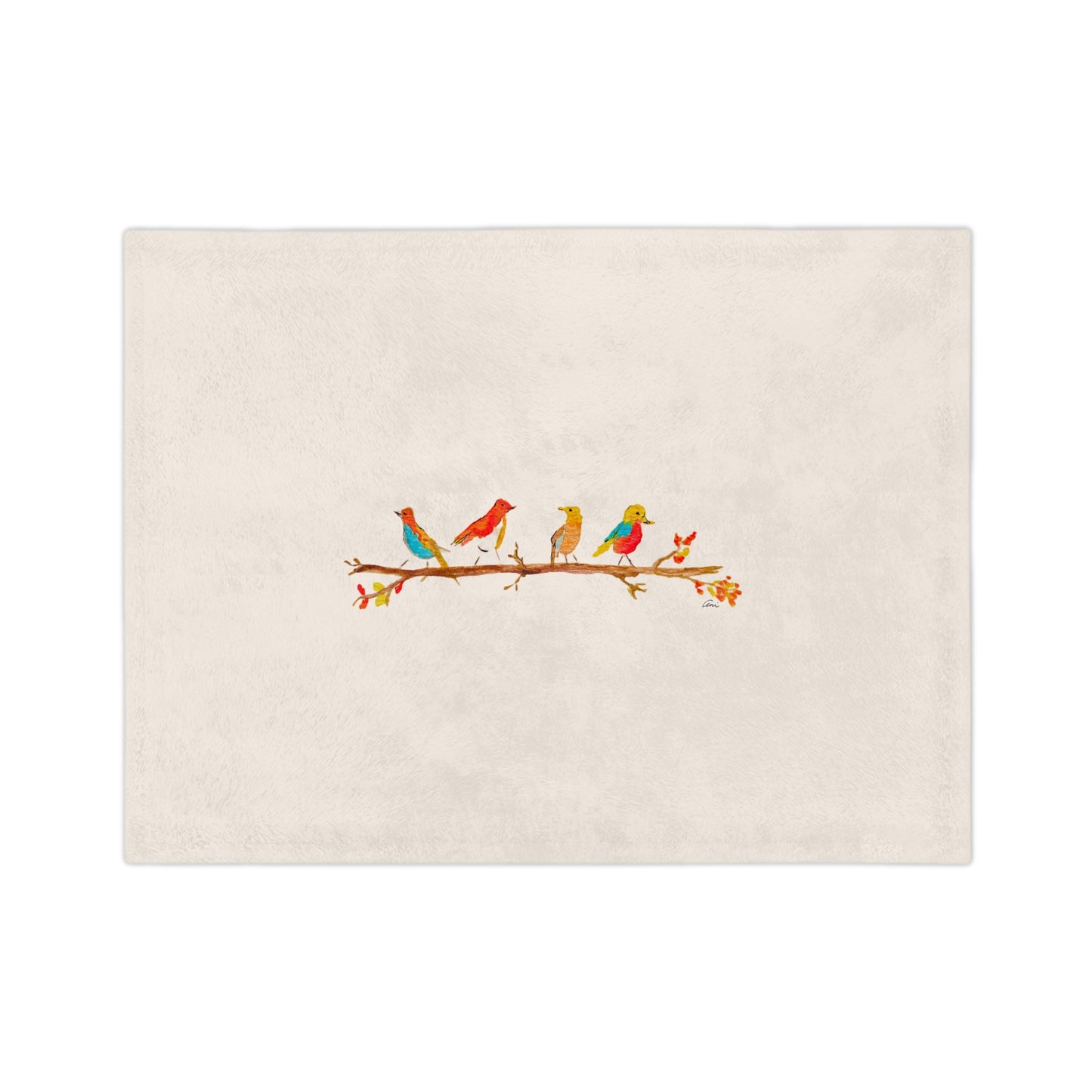Birds on a Branch Velveteen Microfiber Blanket
