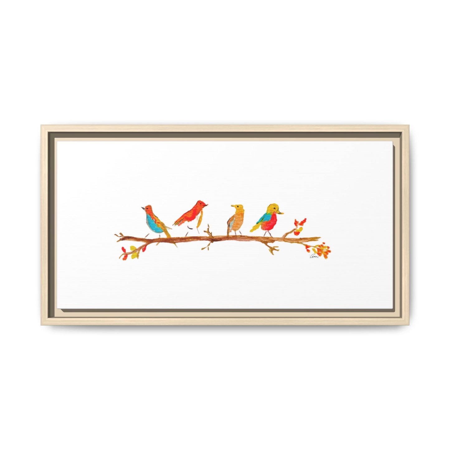Birds on a Branch Gallery Canvas Print with Frame