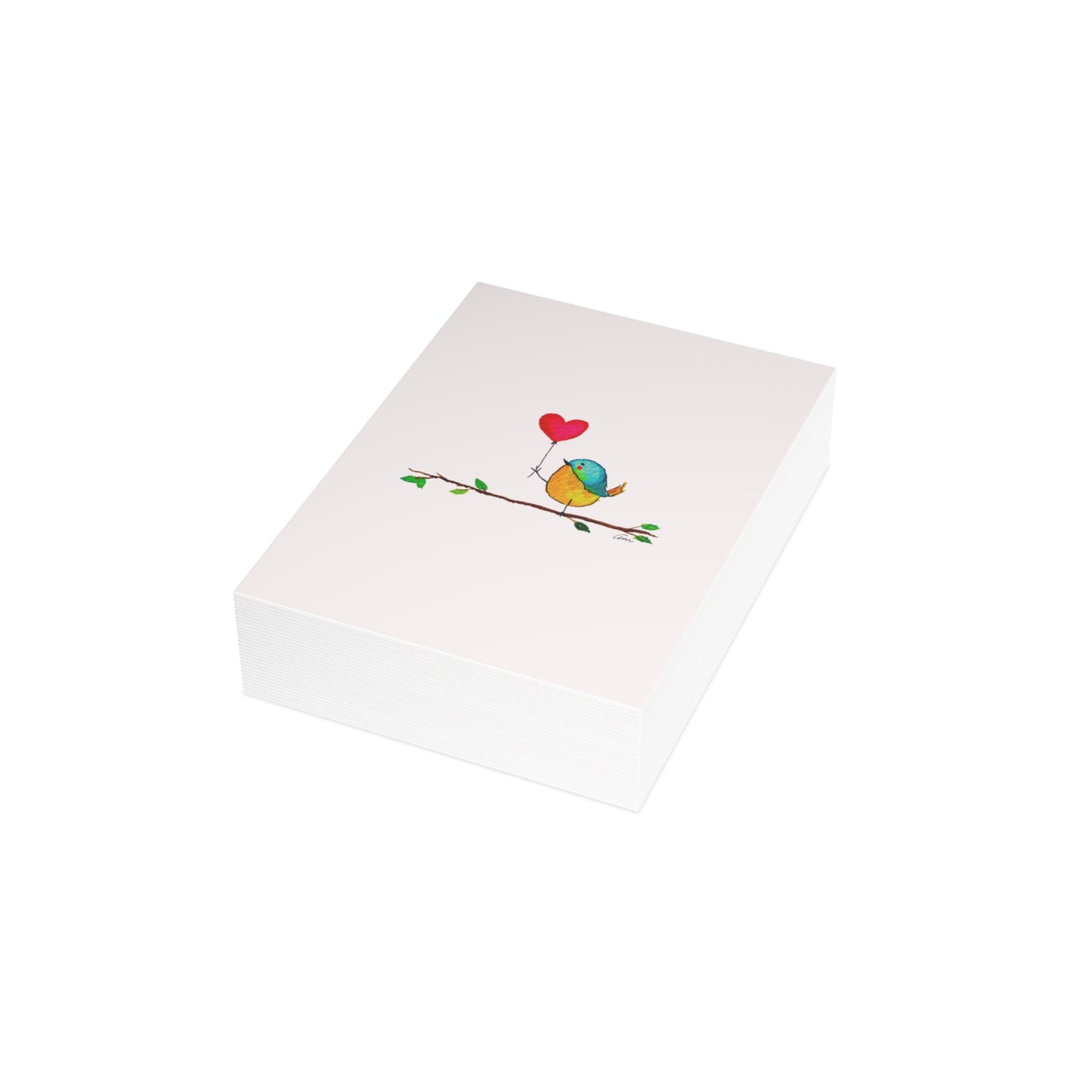 Bird with a Heart Balloon Postcard Bundles with Envelopes