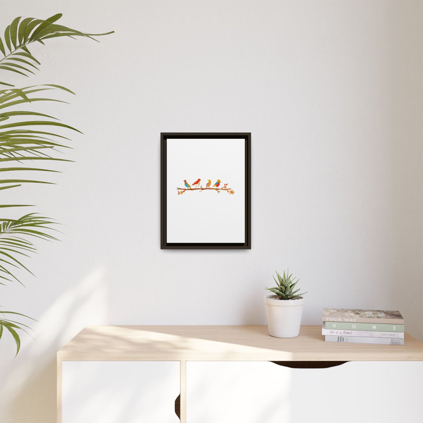 Birds on a Branch Gallery Canvas Print with Frame