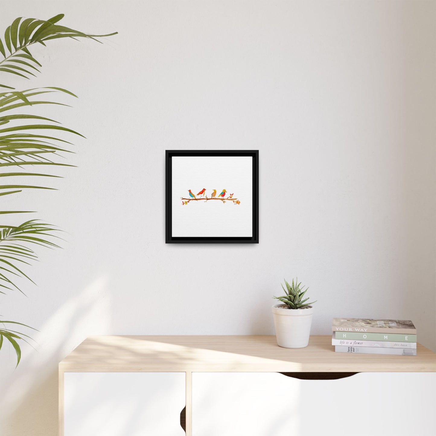 Birds on a Branch Gallery Canvas Print with Frame