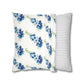 Blue Flowers Floral Faux Suede Square Pillowcase