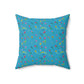 Floating Flowers Spun Polyester Square Pillow, Turquoise