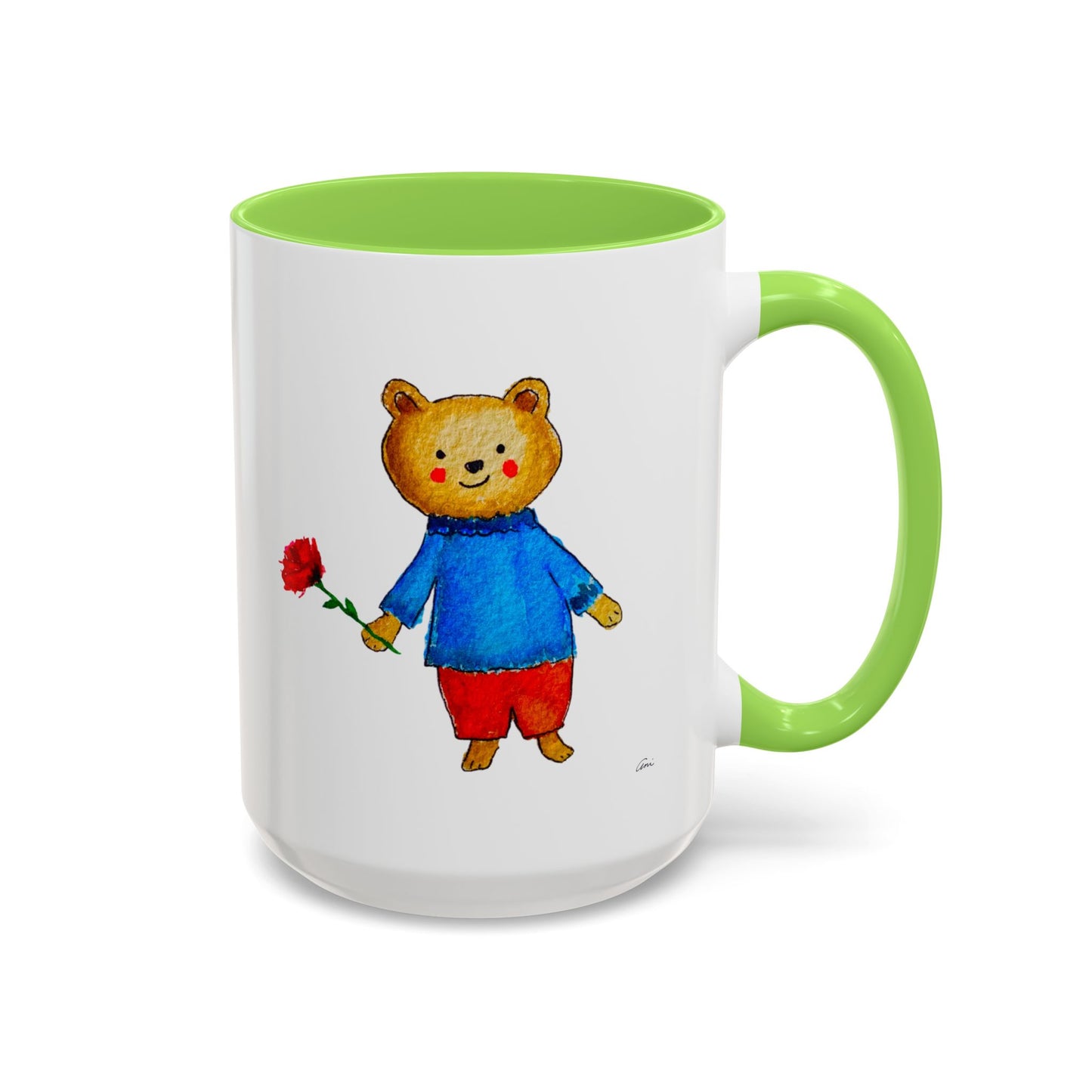 Bear with a Rose Accent Mug