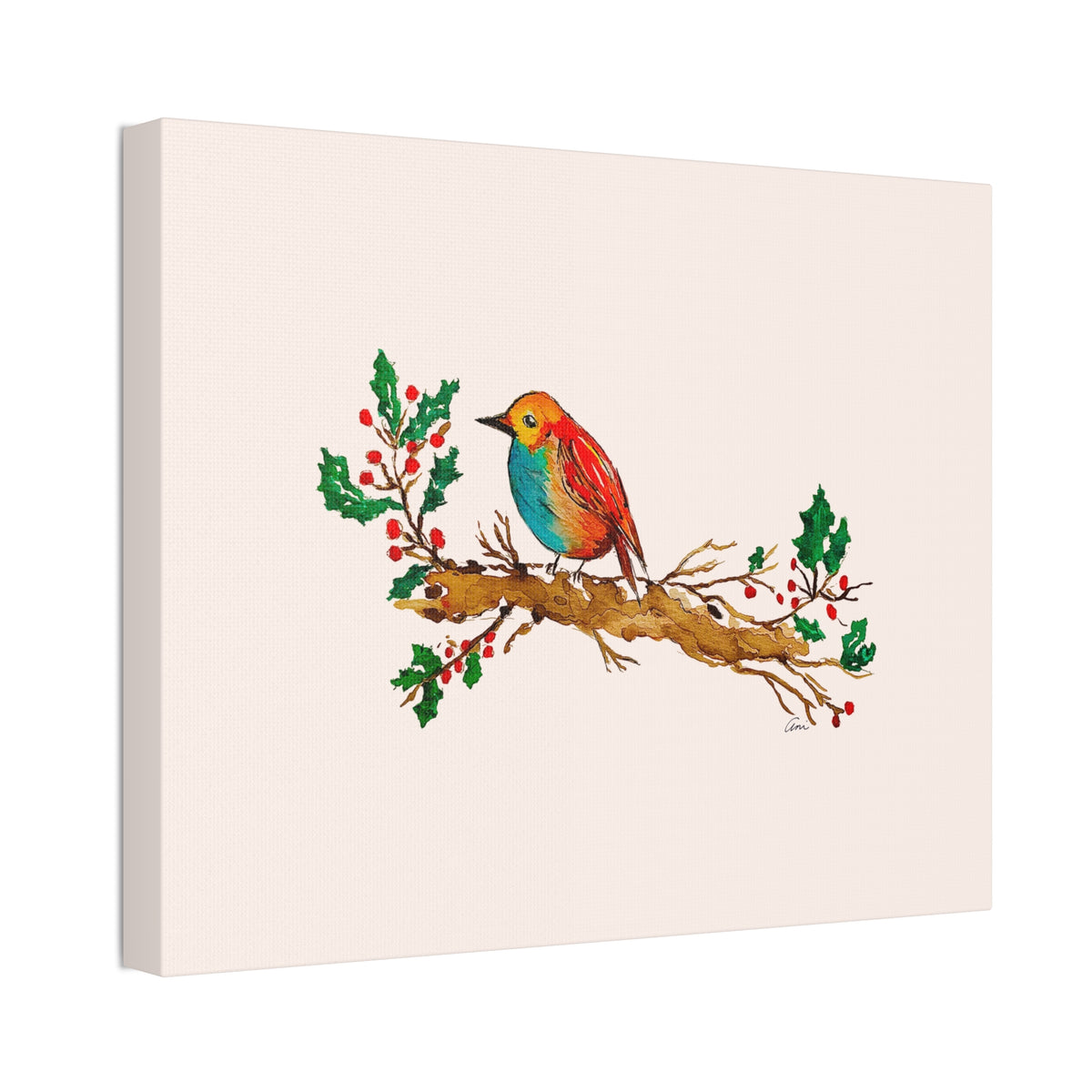 Bright Bird on a Branch Canvas Print