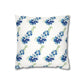 Blue Flowers Floral Faux Suede Square Pillowcase