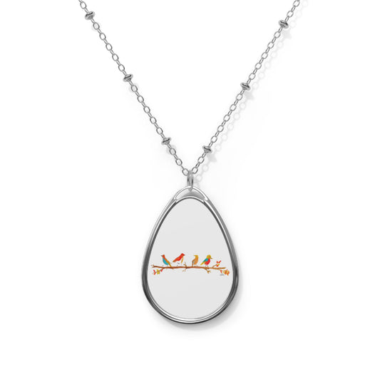 Birds on a Branch Oval Necklace