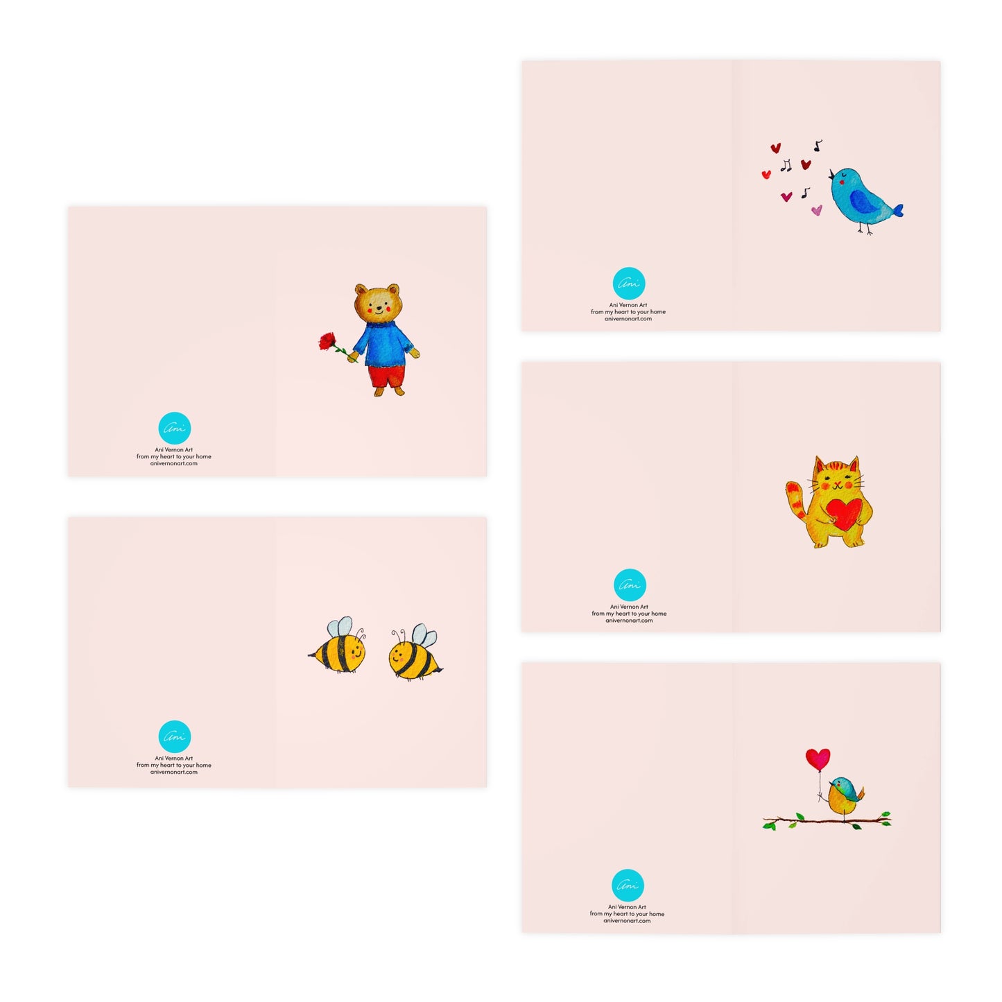 5-Pack Variety Greeting Cards with Envelopes