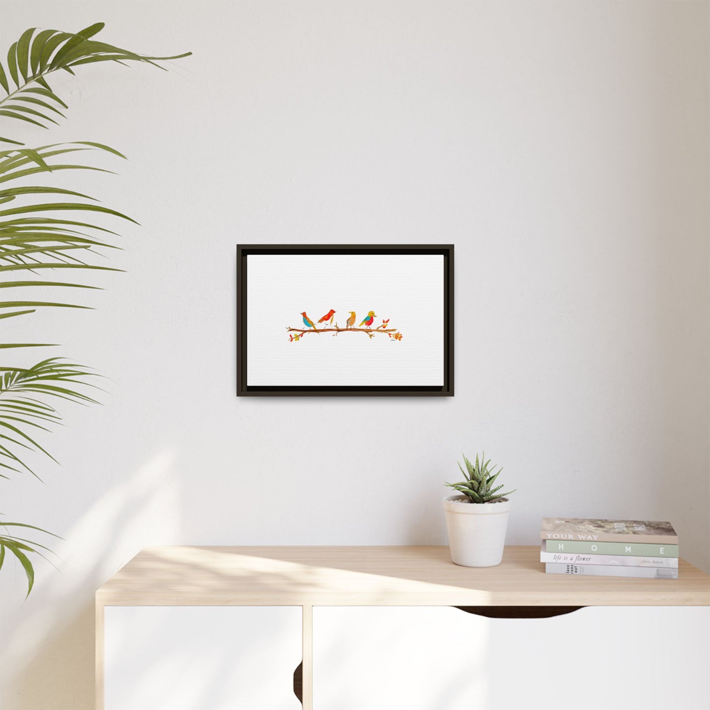 Birds on a Branch Gallery Canvas Print with Frame