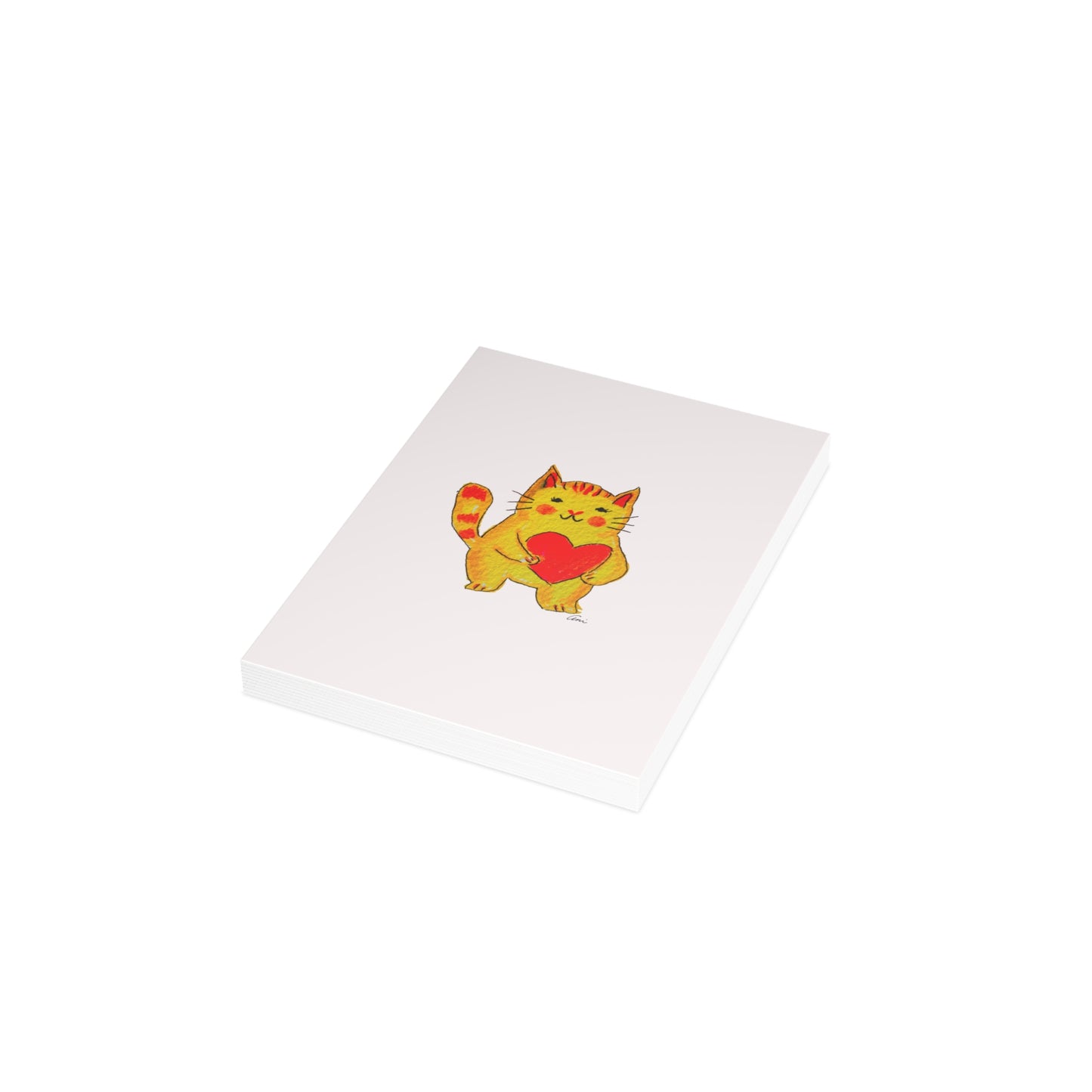 A Cat and a Heart Postcard Bundles with Envelopes