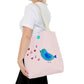 Blue Singing Bird Tote Bag