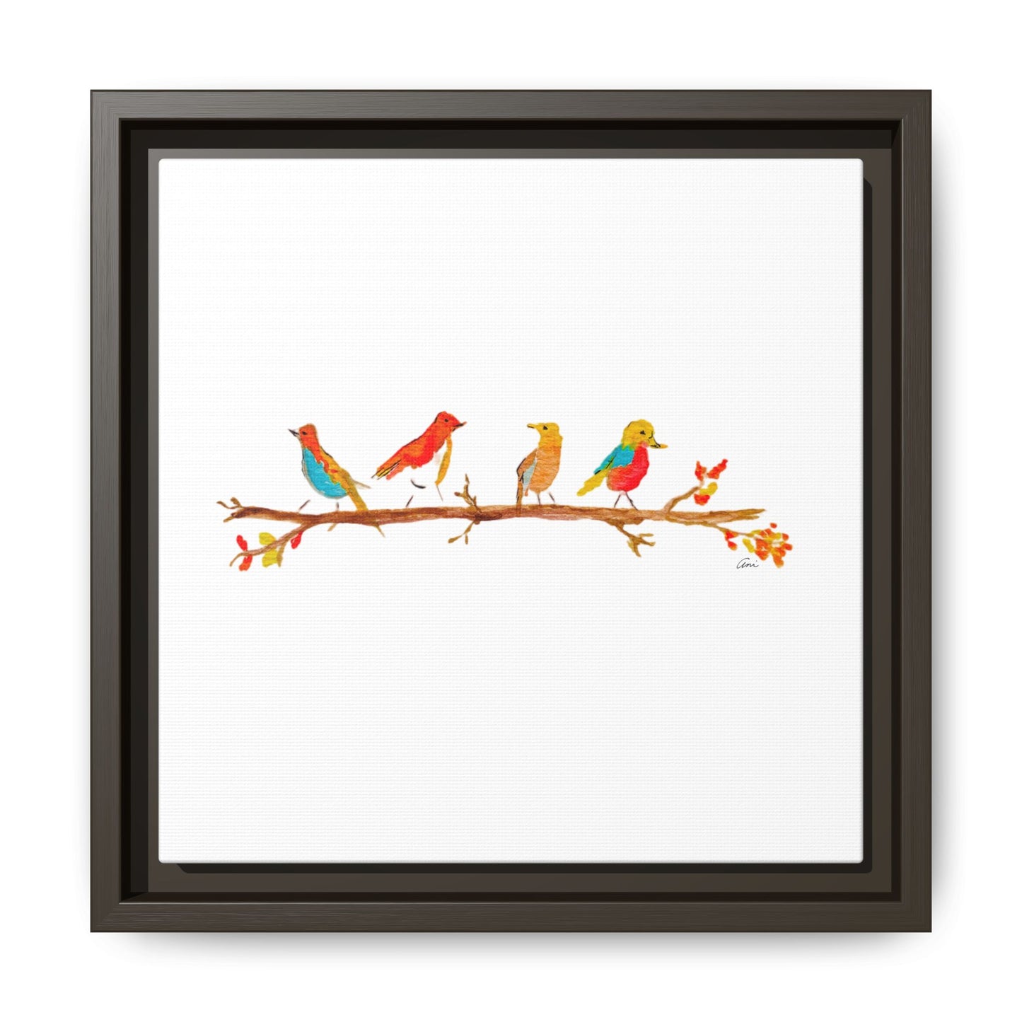 Birds on a Branch Gallery Canvas Print with Frame