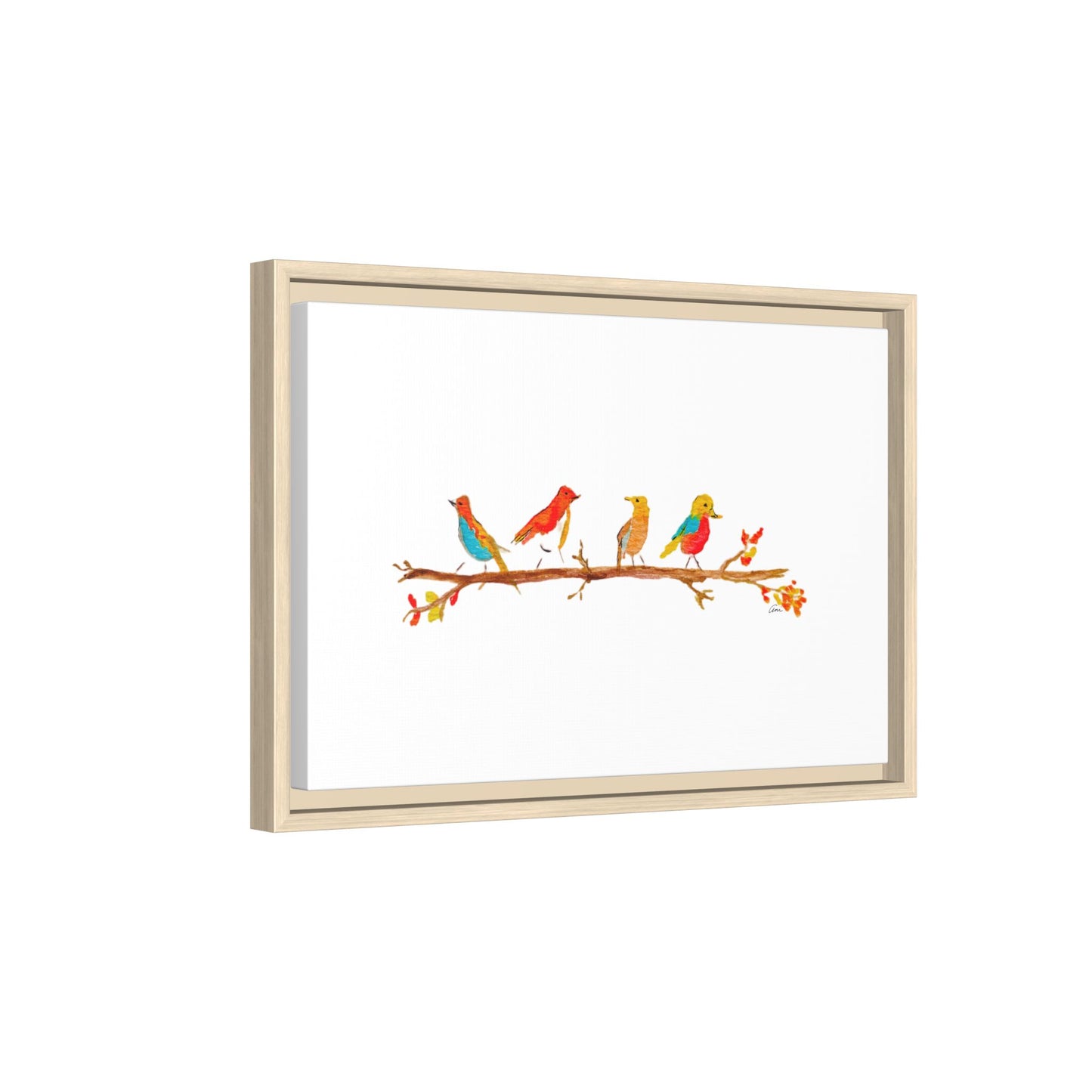Birds on a Branch Gallery Canvas Print with Frame